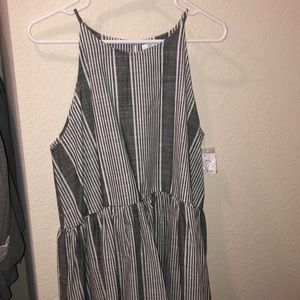 Striped Sleeveless peplum linen top